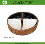 Dividers rattan nut tray with ceramic inside